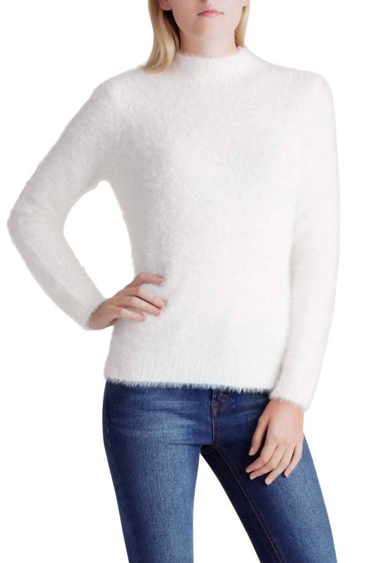 Kensie - Fur Yarn Long Sleeve Mock Neck Sweater
