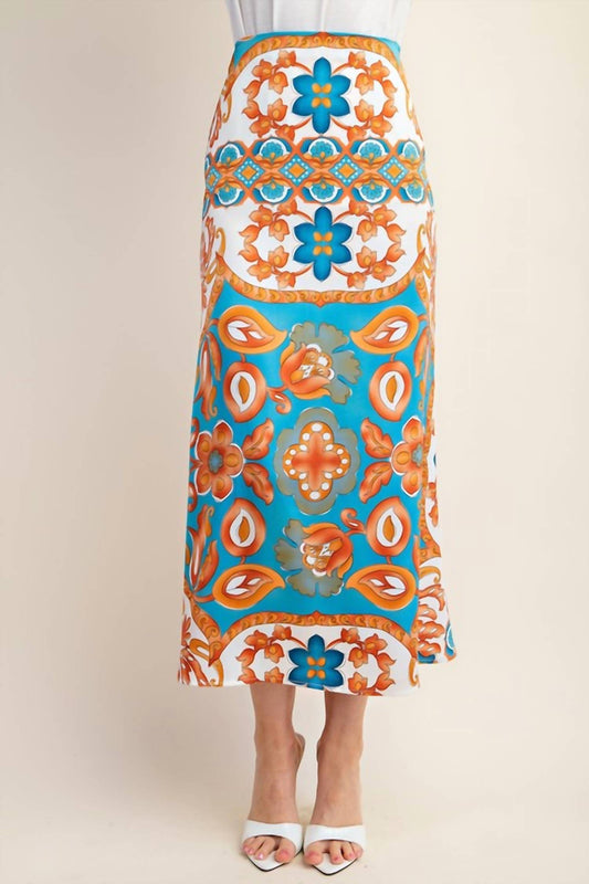 Gigio - Printed Satin Midi Skirt