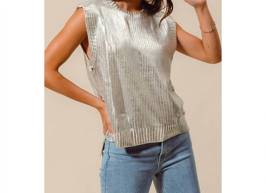 So Me - Metallic Foil Sweater Vest Top