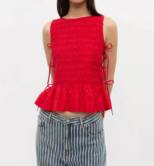 Ganni - Cotton Smock Tie Top