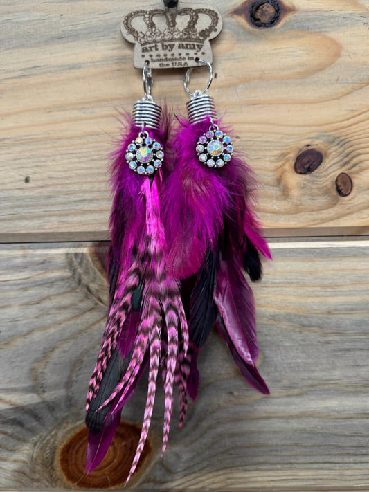 Art By Amy Labbe - Women's Charm Feathered Earrings