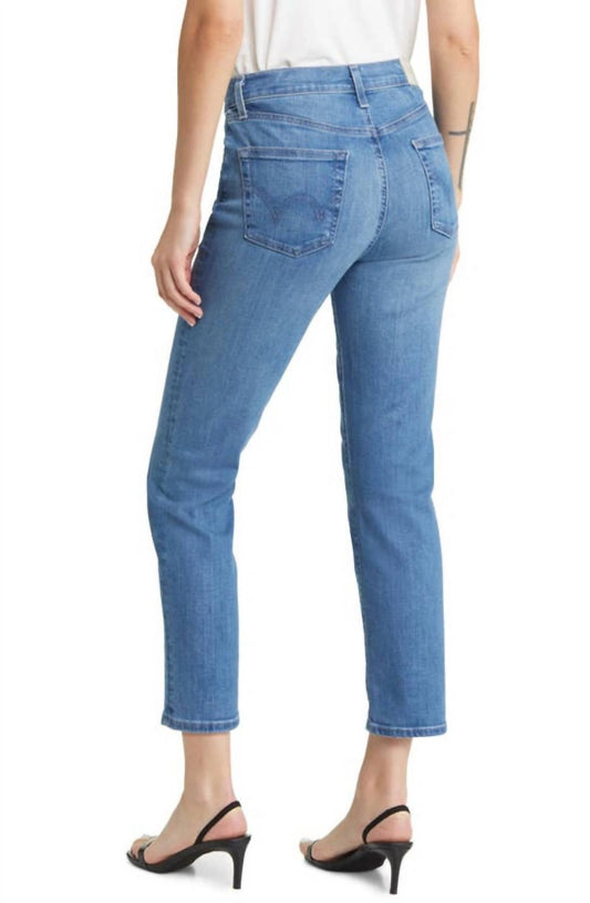 Edwin - Bree Mid Rise Straight Crop Jean - blue - clothing - cotton