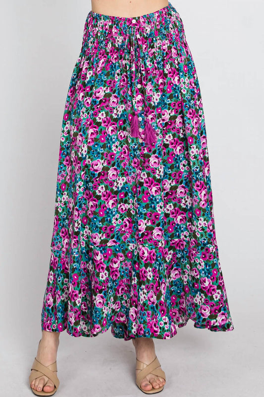 Eesome - Floral Hi-low Button Front Skirt
