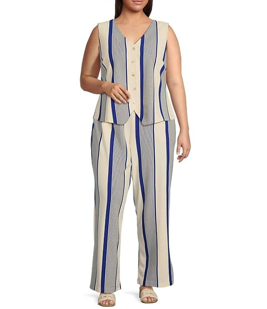 Skies Are Blue - High Rise Variegated Stripe Wide Leg Knit Pants