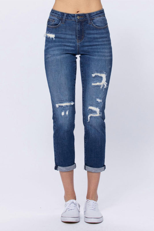 Judy Blue - Thermal Patch Boyfriend Jeans