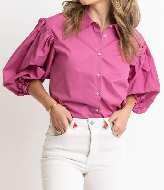 Karlie - Solid Poplin Button Top