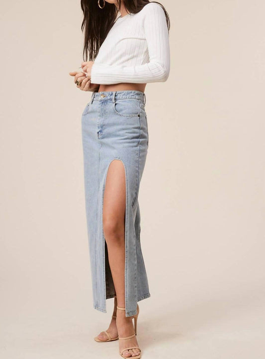 Mimosa - Clara Denim High Slit Maxi Skirt