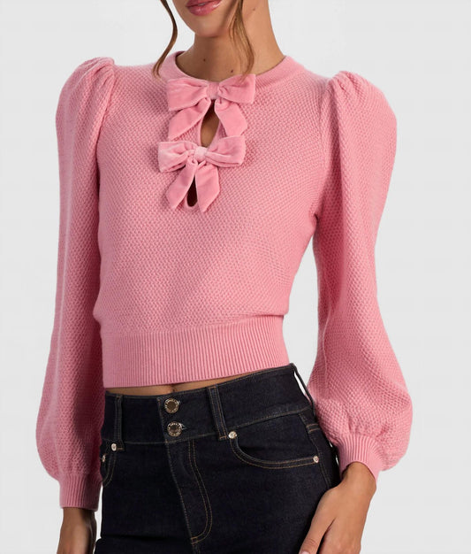 Alice + Olivia - Doris Bow Puff-sleeve Sweater