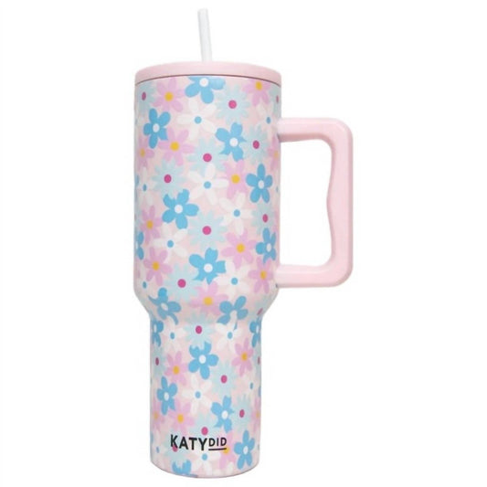 Katydid - Pastel Dainty Florals Insulated Stainless Steel 38 Oz Tumbler with Handle
