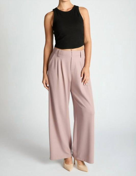 Loit - Wide Leg Waffle Textured Pleated Pants