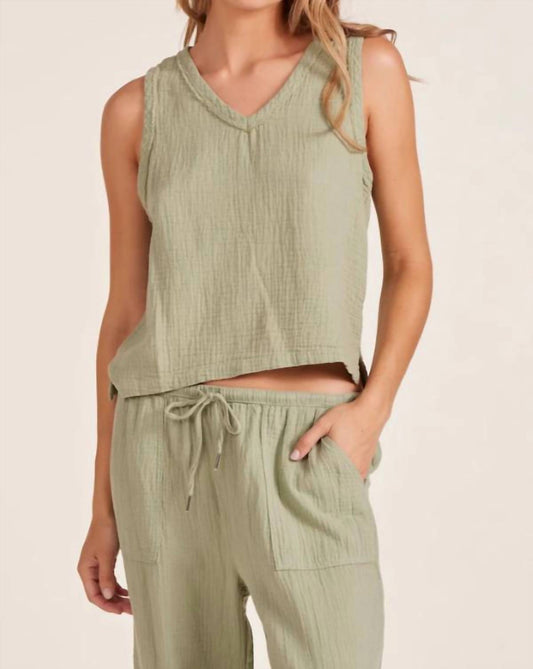 Bobi - V Neck Raw Edge Tank Top