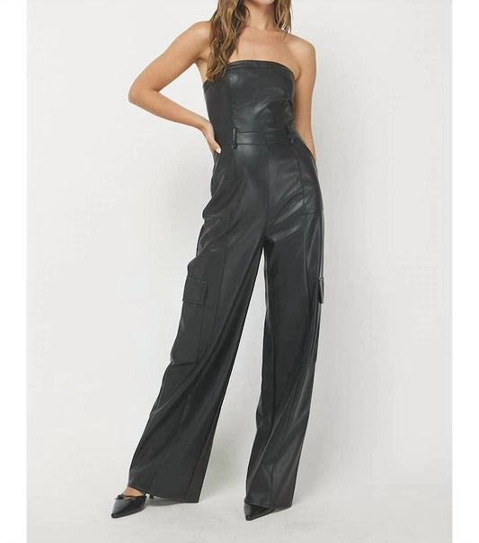 Needii - Faux Leather Tube Jumpsuit