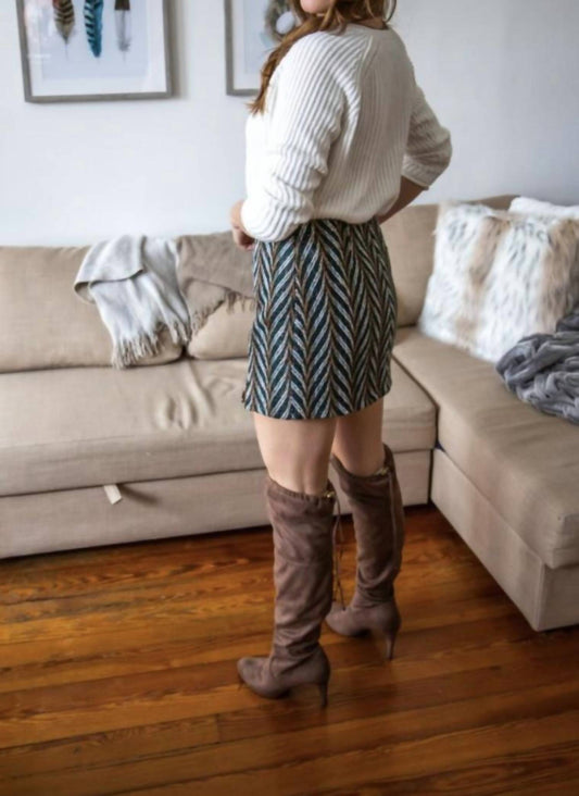Skies Are Blue - Chevron tweed mini skirt