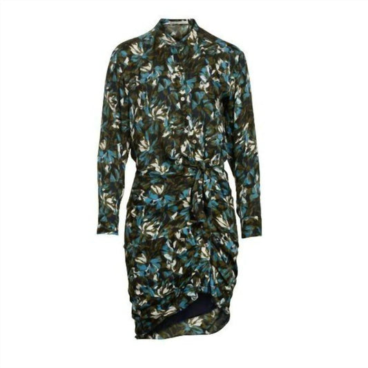 Veronica Beard - Floral Print Shirred Silk Shirt Dress