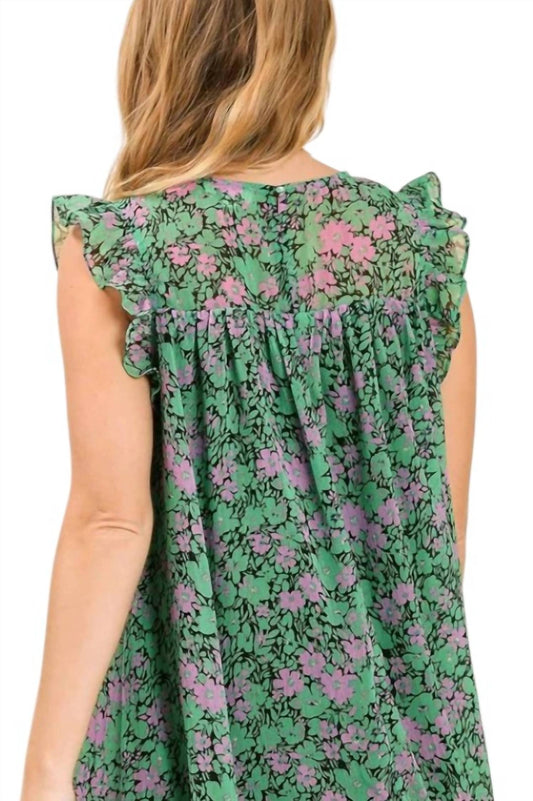 Umgee - Floral Flutter Sleeve Dress