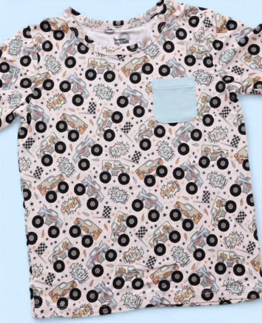 Dream Big Little Co. - Boy's Monster Truck Dream Pocket Tshirt