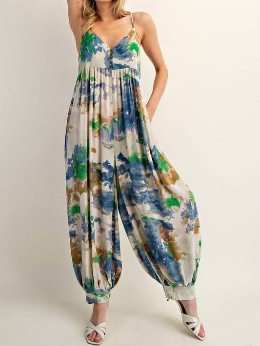 Ee:Some - Tie Dye Jumpsuit - blue - clothing - jumpsuits
