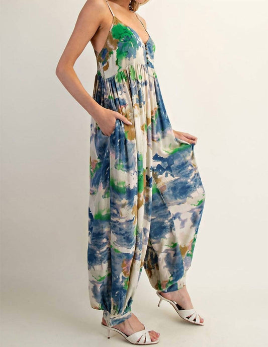 Ee:Some - Tie Dye Jumpsuit - blue - clothing - jumpsuits