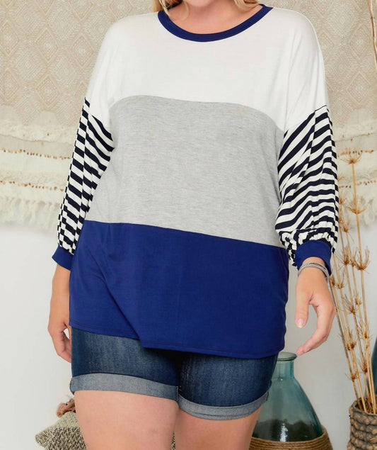 Colorblock Jersey Plus Top