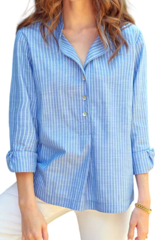 Finley - Chambray Stripe Henri Top