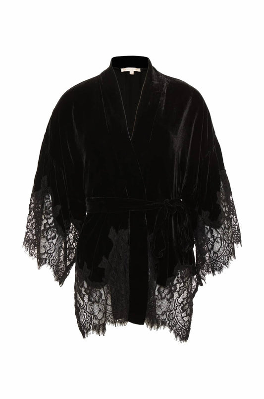 Gold Hawk - Women's Velvet Coco Lace Kimono