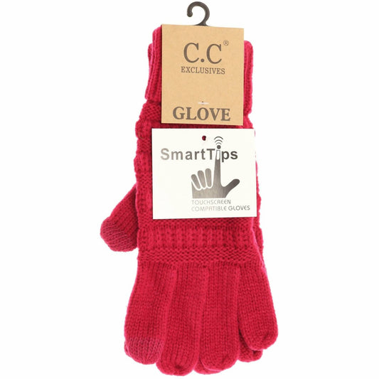 C.C Beanie - Women's Solid Cable Knit Gloves