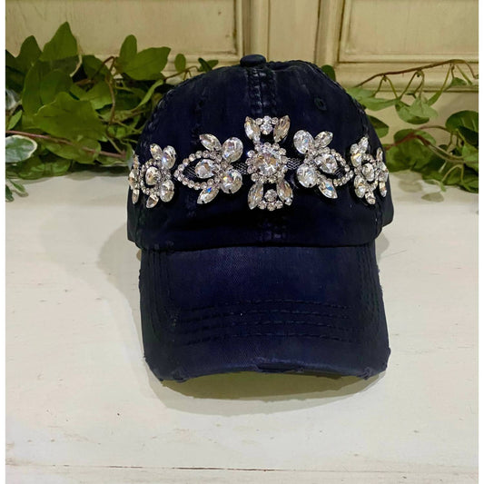 Olive & Pique - Women's Distressed Bejeweled Baseball Cap