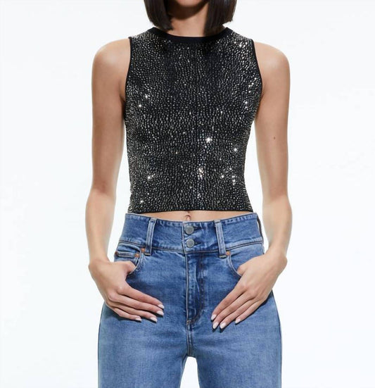 Alice + Olivia - Darina Embellished Cropped Tank Top