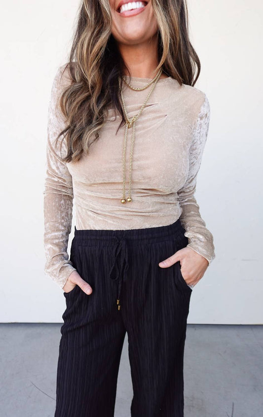 Hem & Thread - Crew Neck Velvet Bodysuit