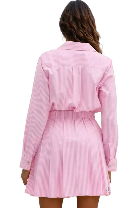 Entro - Ashley Striped Pleated A-line Mini Dress