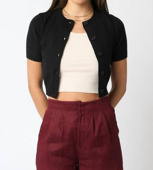 Olivaceous - Bella Short Sleeve Knit Cardigan
