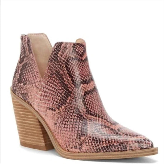 Vince Camuto - Women's Gigietta Snake Print Leather Ankle Boots