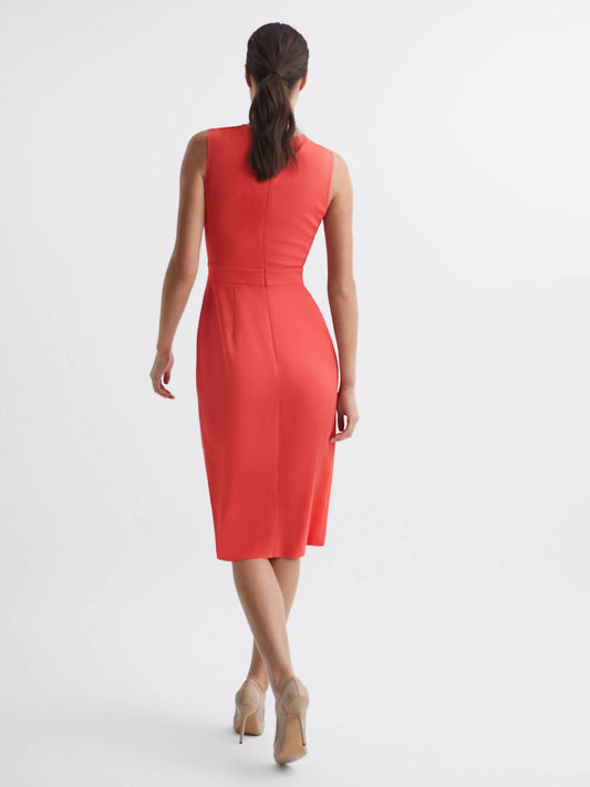 Reiss - Sleeveless Midi Dress With Pleated Front