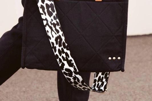 Pretty Simple - Quilted Cotton Tote With Black & White Strap