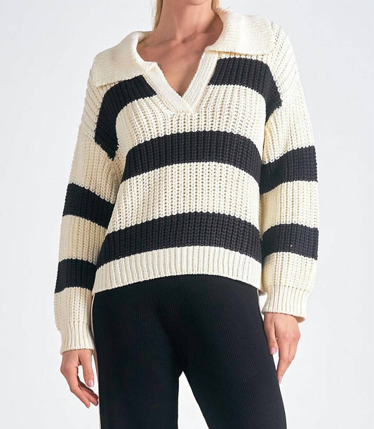 Elan - Color Block V - neck Sweater - black - clothing - shirts