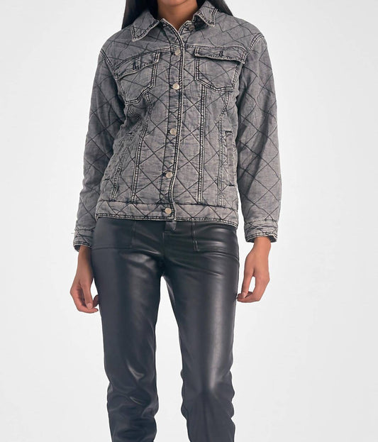 Elan - Denim Quilted Jacket - black - clothing - coats