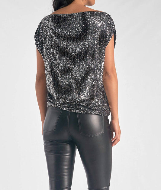 Elan - Off Shoulder Sequin Top - blouses - clothing - polyester