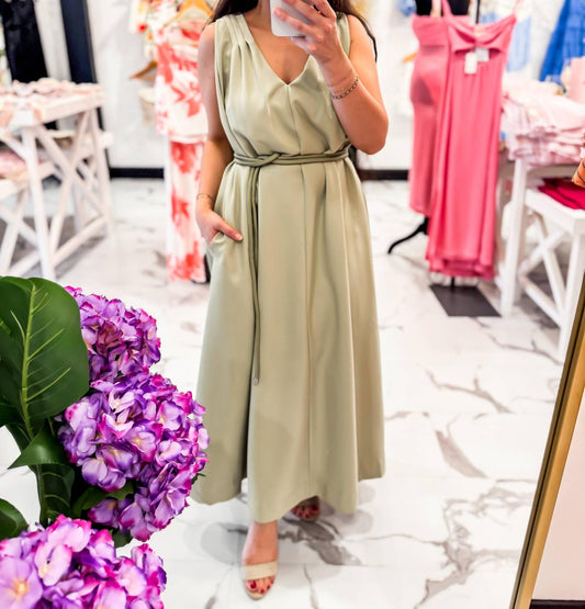 En Saison - High Garden A Line Belted Dress - clothing - dresses - green