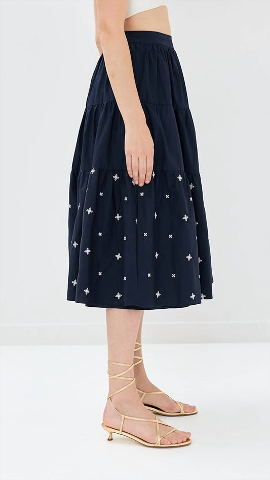 En Saison - Irene Midi Skirt - blue - clothing - cotton