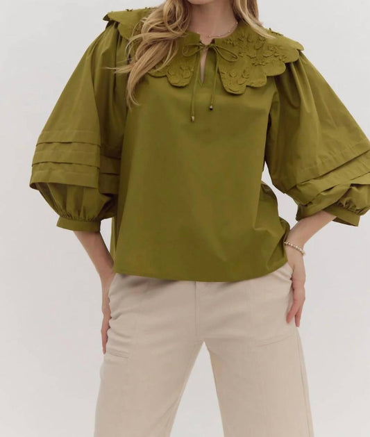 Entro - Catarina Collared Blouse - blouses - clothing - green