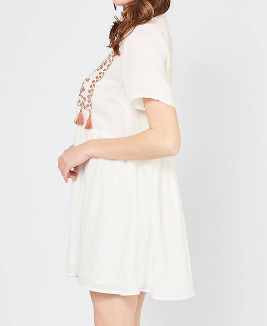 Entro - Embroidered & Tassel Mini Dress - clothing - collection:Graddresses(Auto) - cotton - blend
