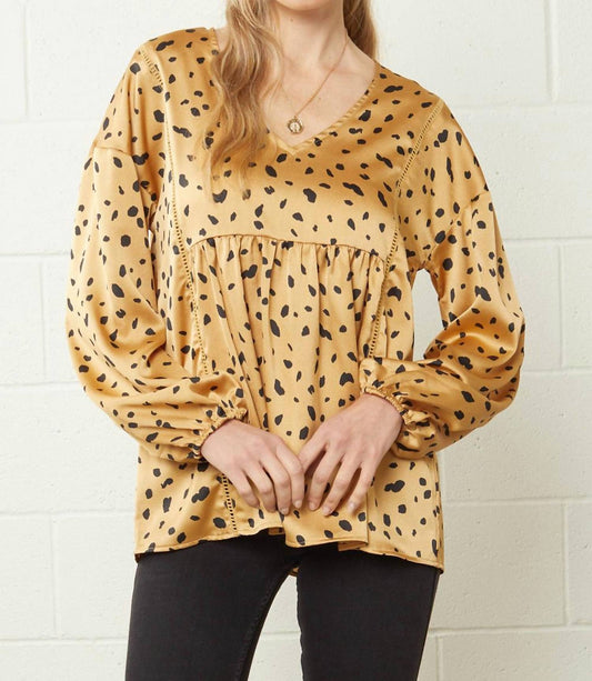 Entro - Leopard & Babydoll Blouse - blouses - clothing - patterned