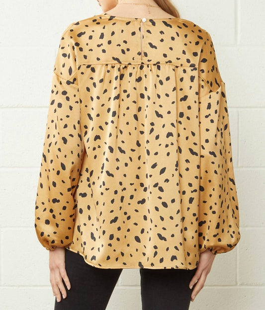 Entro - Leopard & Babydoll Blouse - blouses - clothing - patterned