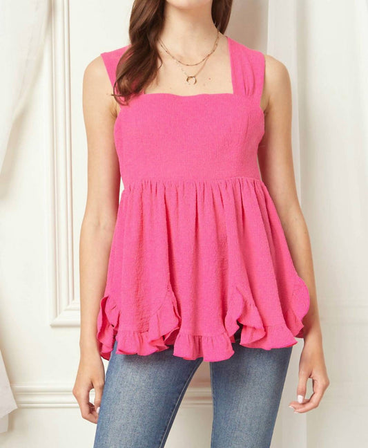 Entro - Square Neck Babydoll Top - blouses - clothing - pink