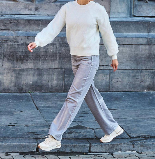 Esqualo - Metallic grey jean - clothing - cotton - flare