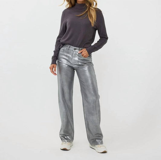 Esqualo - Metallic grey jean - clothing - cotton - flare