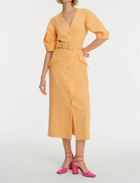 Exquise - Belted Puff Sleeve Maxi Dress - clothing - dresses - maxi