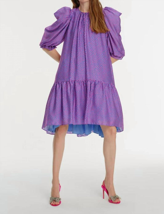 Exquise - Crew Neck Gathered Detail Patterned Chiffon Dress - clothing - dresses - mini