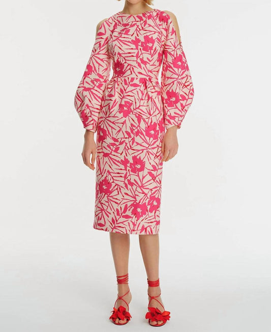 Exquise - Cut Out Puff Sleeve Midi Dress - clothing - dresses - floral