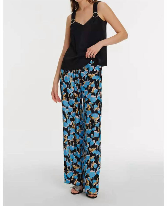 Exquise - Floral Print Wide Leg Pants - black - clothing - floral